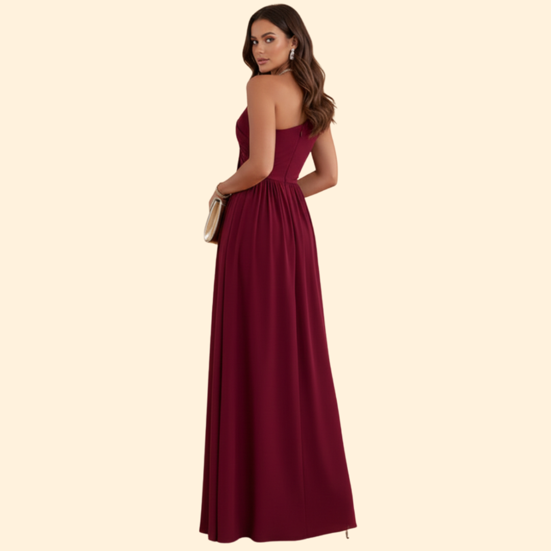 Robe longue asymétrique à une épaule pour femme | Robe de soirée longue