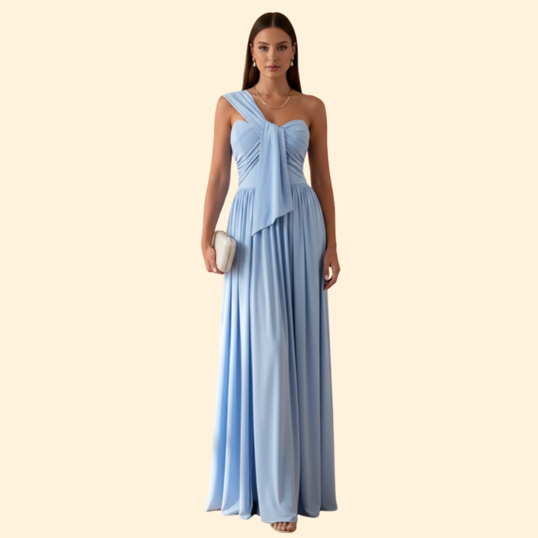 Robe longue asymétrique à une épaule pour femme | Robe de soirée longue