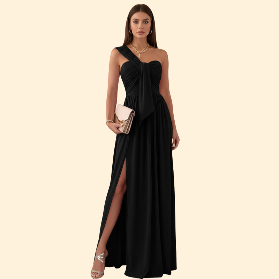 Robe longue asymétrique à une épaule pour femme | Robe de soirée longue