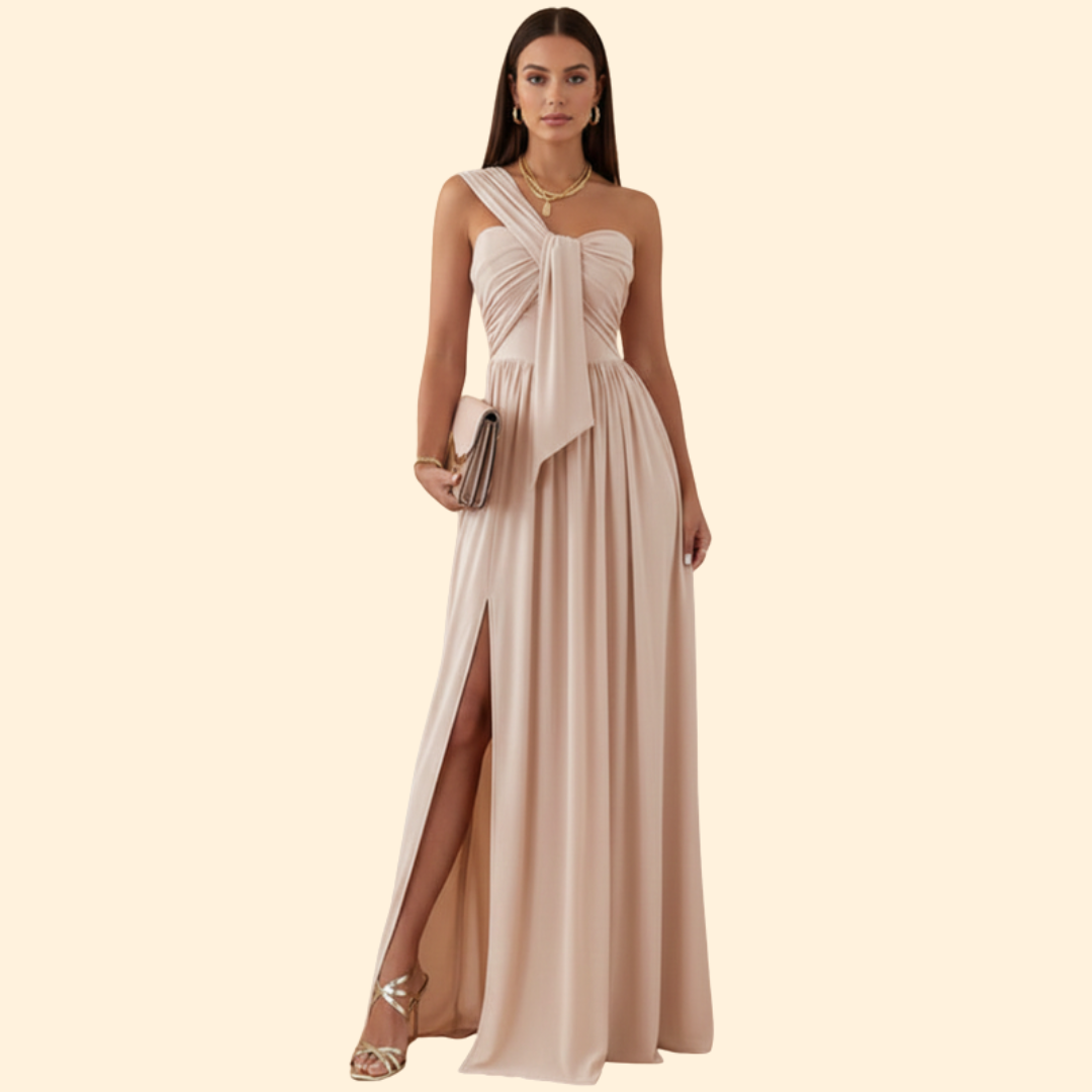 Robe longue asymétrique à une épaule pour femme | Robe de soirée longue