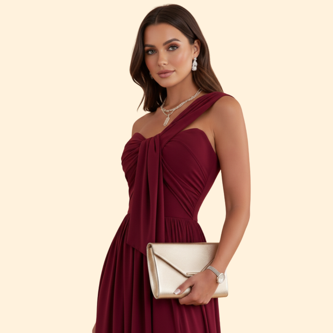 Robe longue asymétrique à une épaule pour femme | Robe de soirée longue