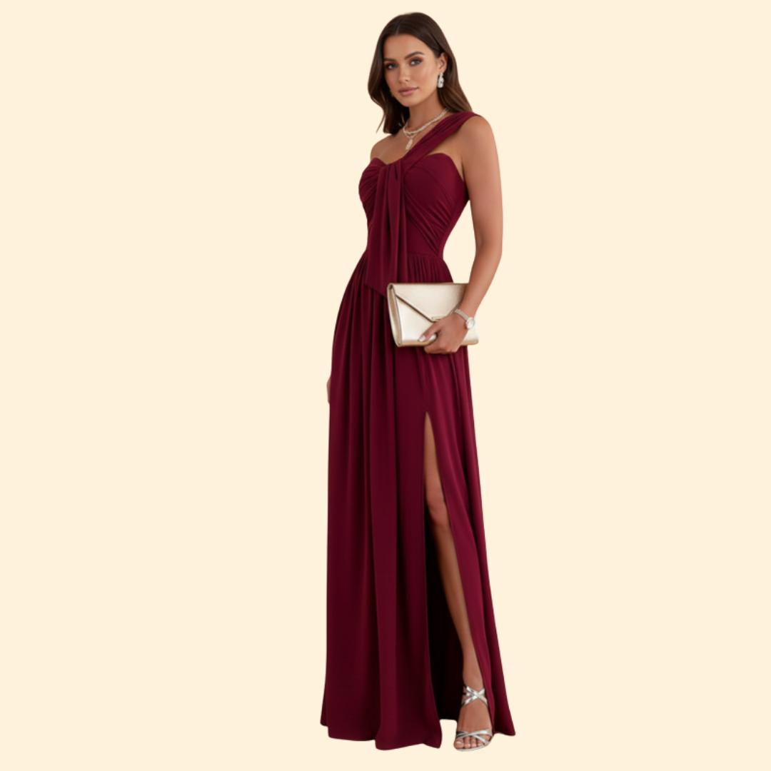 Robe longue asymétrique à une épaule pour femme | Robe de soirée longue