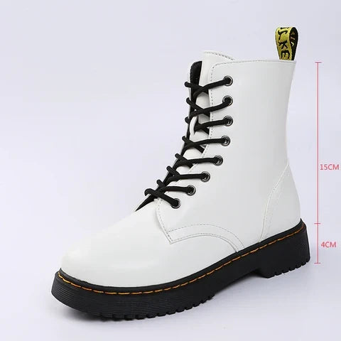 Women's Lace-Up Ankle Boots | Black Block Heel Combat Boots
