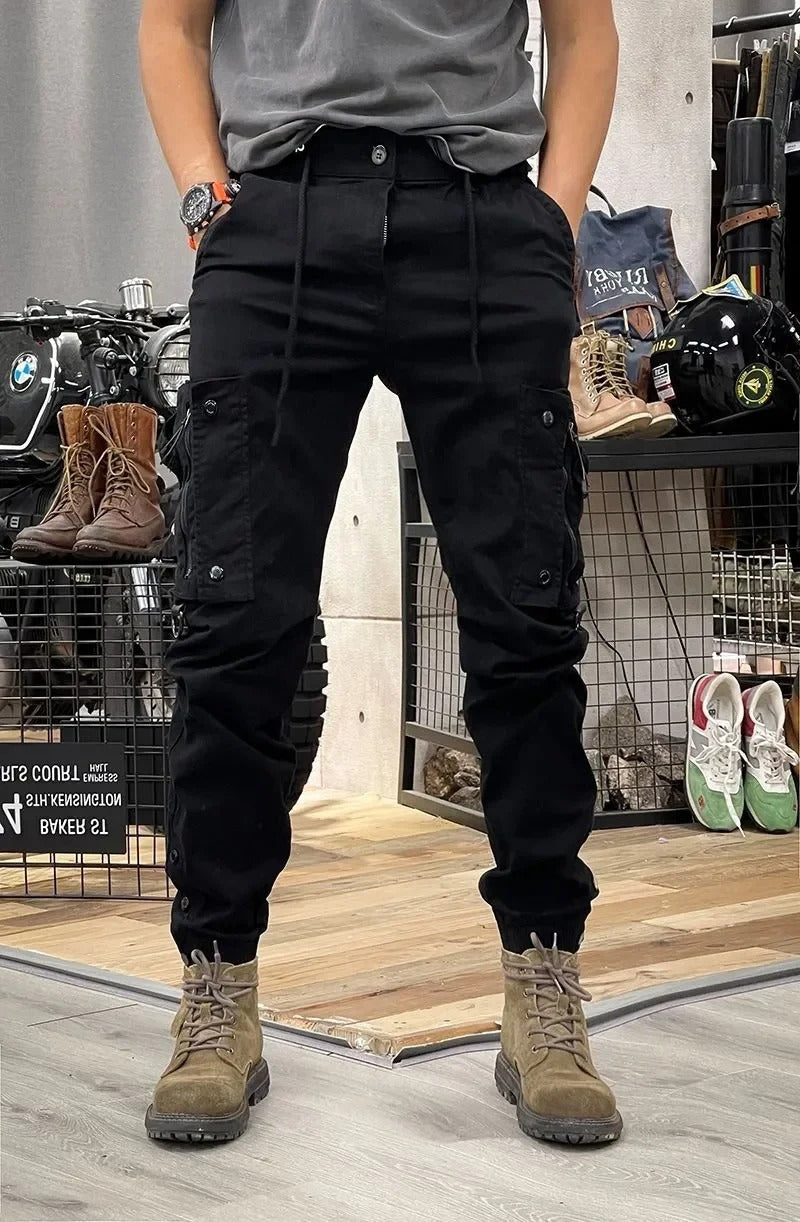 Drawstring Cargo Joggers with Utility Pockets