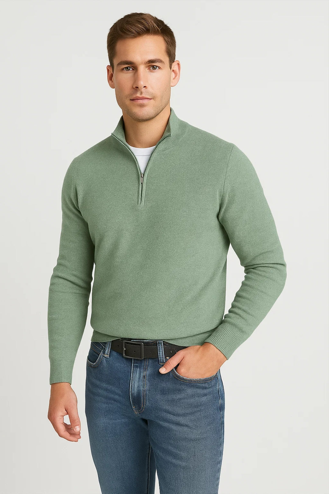 Men’s Half-Zip Jumper with Stand Collar