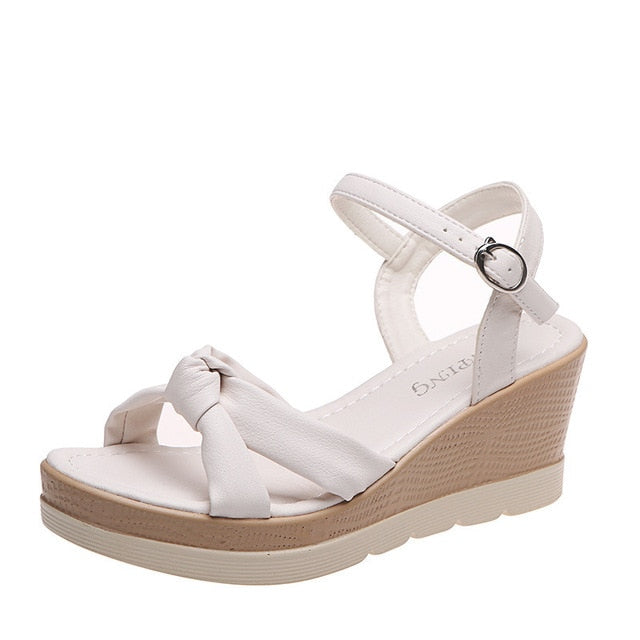Women's Wedge Sandals with Adjustable Ankle Strap