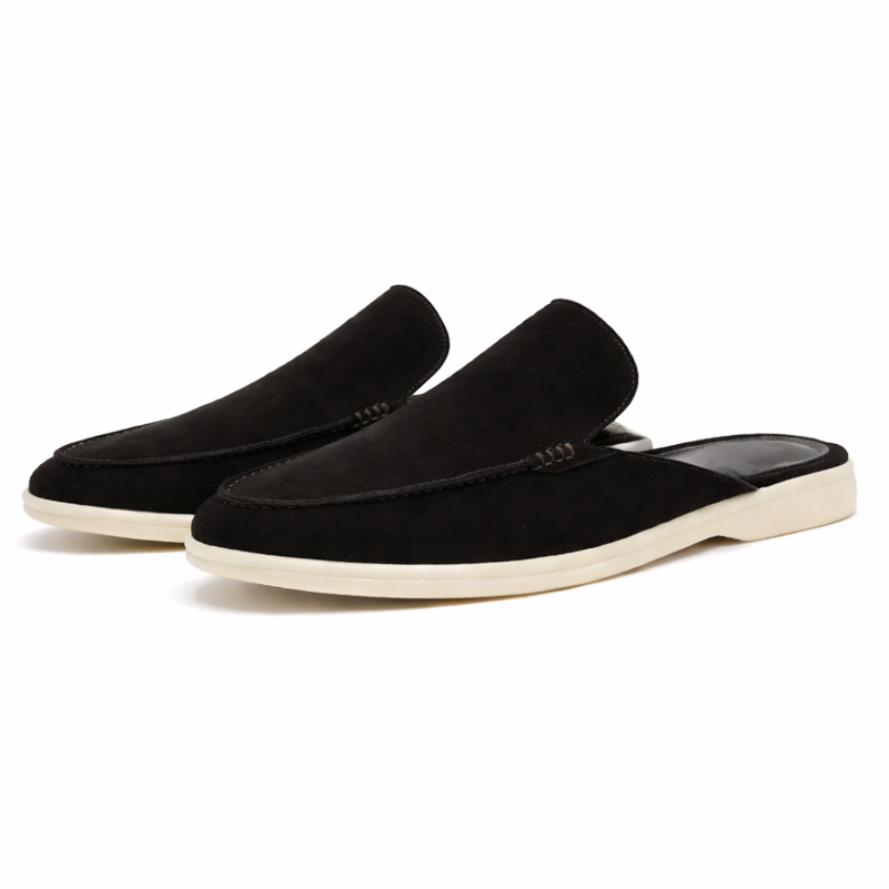 Suede Mule Loafers with Contrast Sole