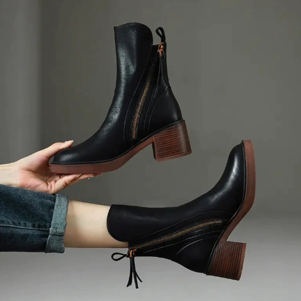 Women’s Block Heel Zip Ankle Boots