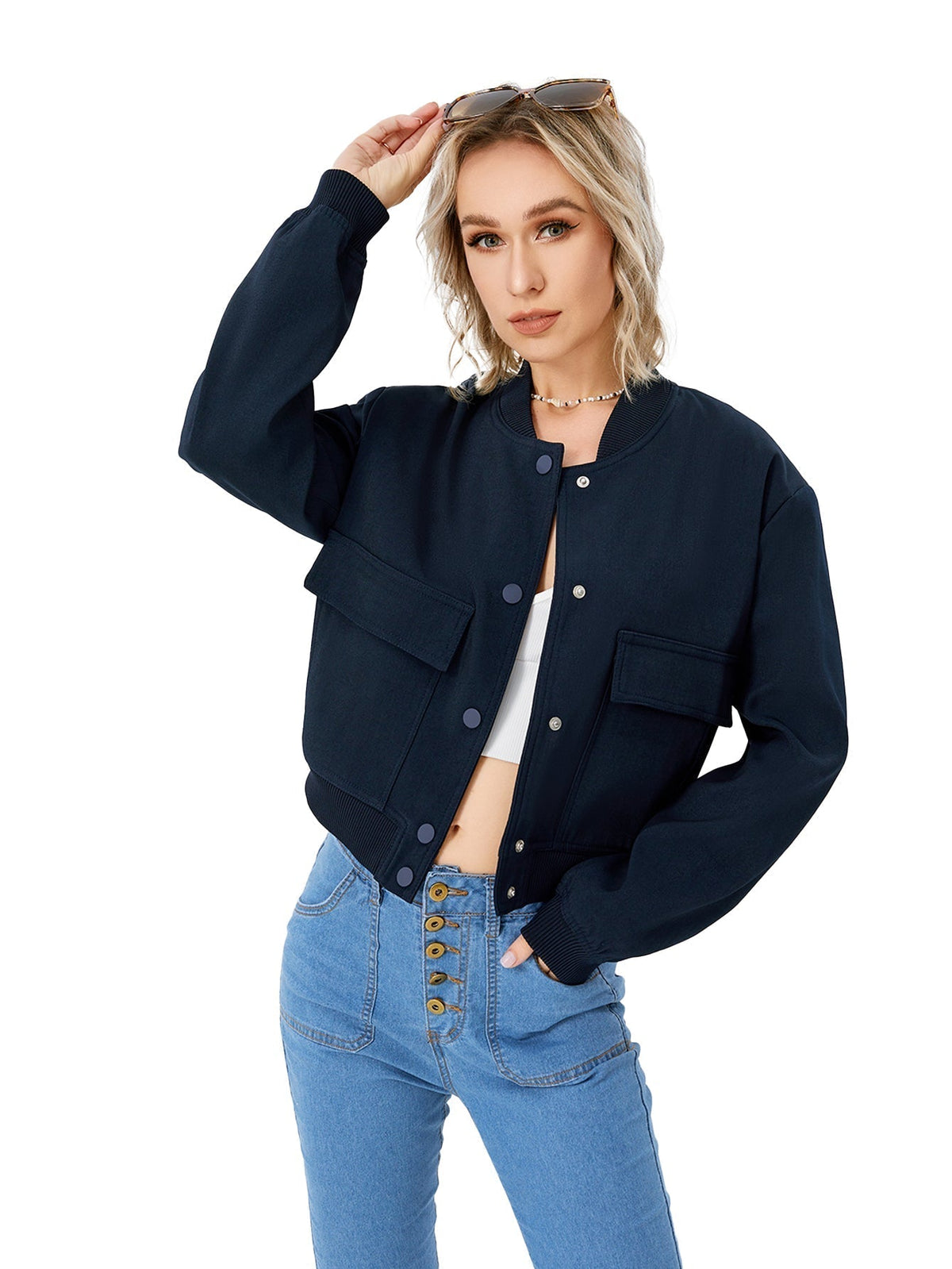 Women's Lightweight Bomber Jacket | Button Front Casual Coat