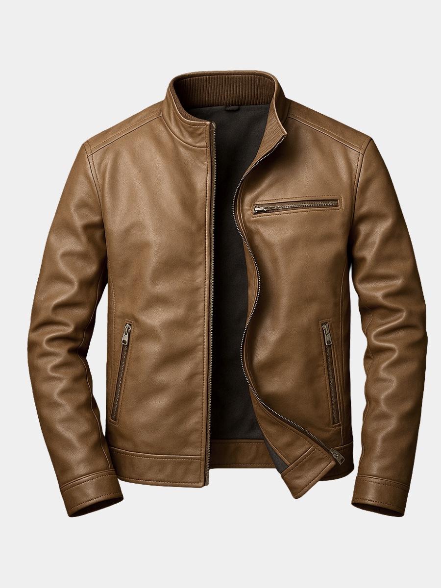 Veste biker pour homme imitation cuir à fermeture éclair