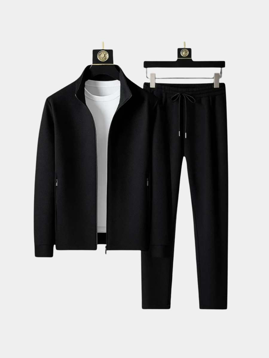 Men’s Textured Zip Jacket & Trousers Tracksuit Set