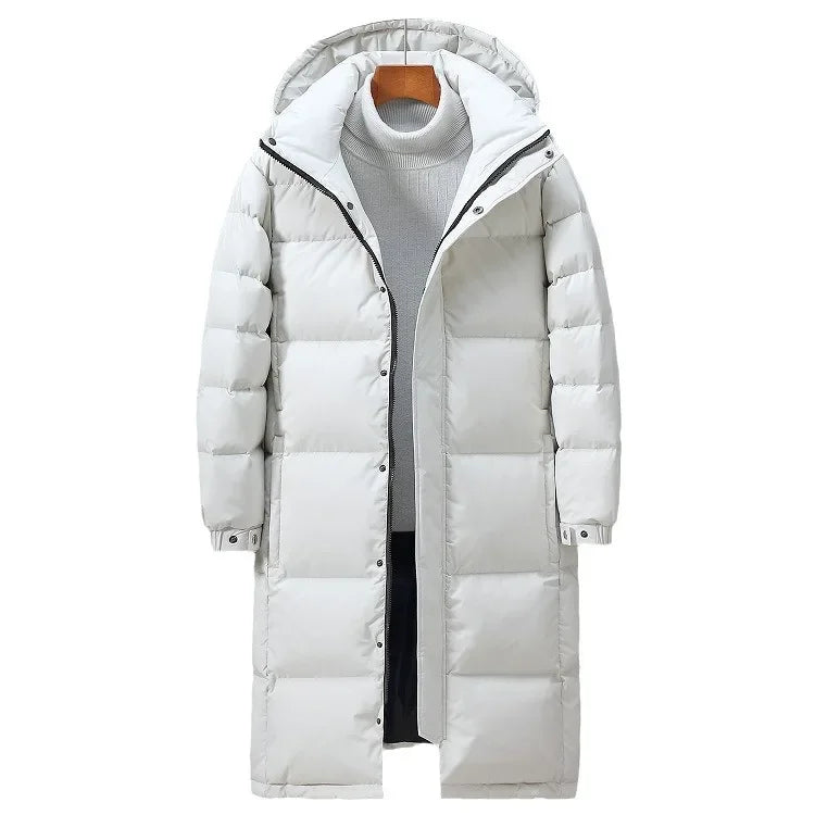 Long manteau matelassé d'hiver pour homme avec capuche