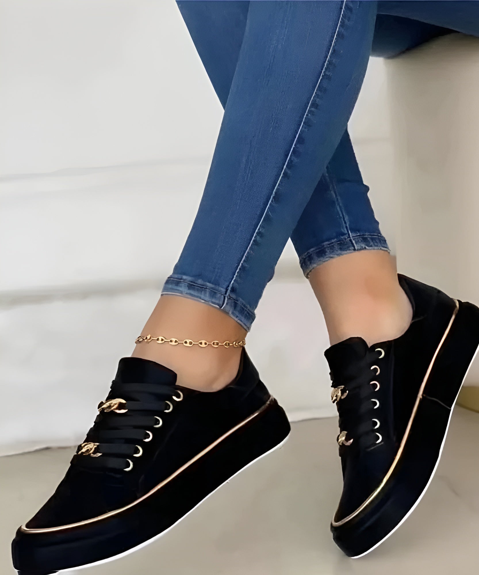 Platform Trainers with Chain Lace Detail