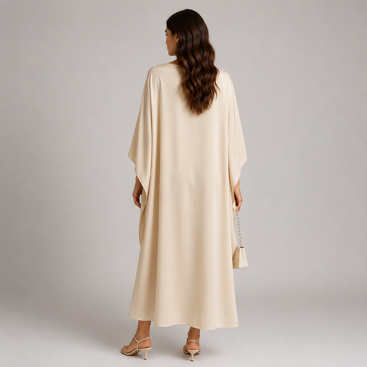 Robe longue à cape drapée pour femme | Robe de soirée jusqu’au sol