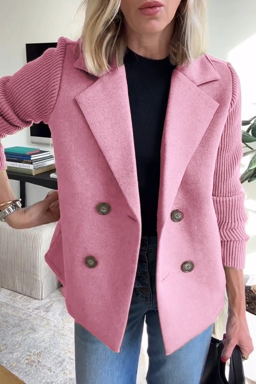 Women’s Double-Breasted Blazer with Knitted Sleeves