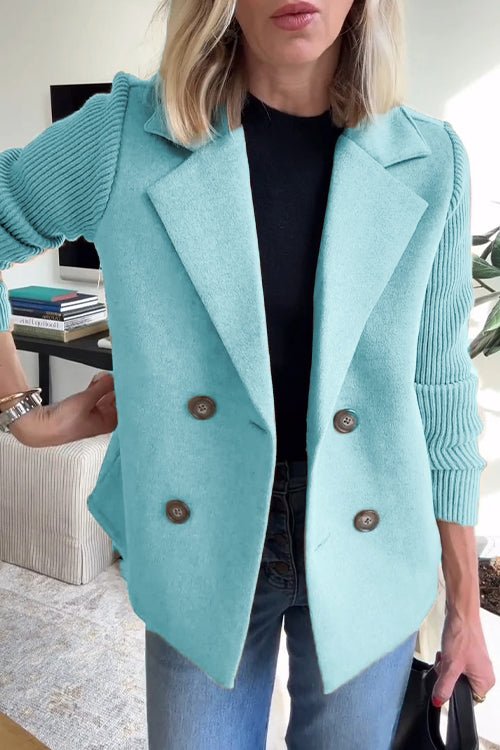 Women’s Double-Breasted Blazer with Knitted Sleeves