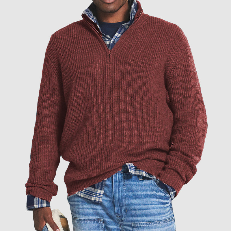 Men’s Ribbed Half-Zip Knitted Jumper