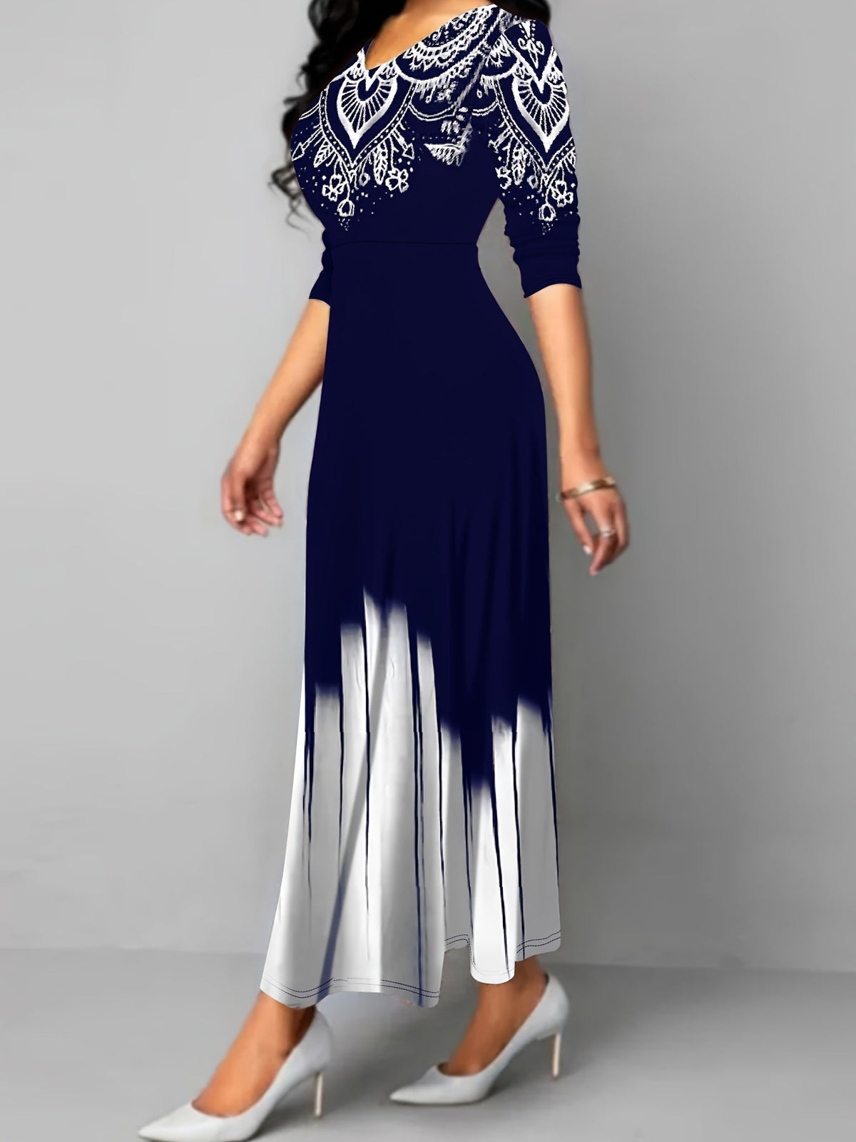 Robe midi de Noël pour femme à manches longues