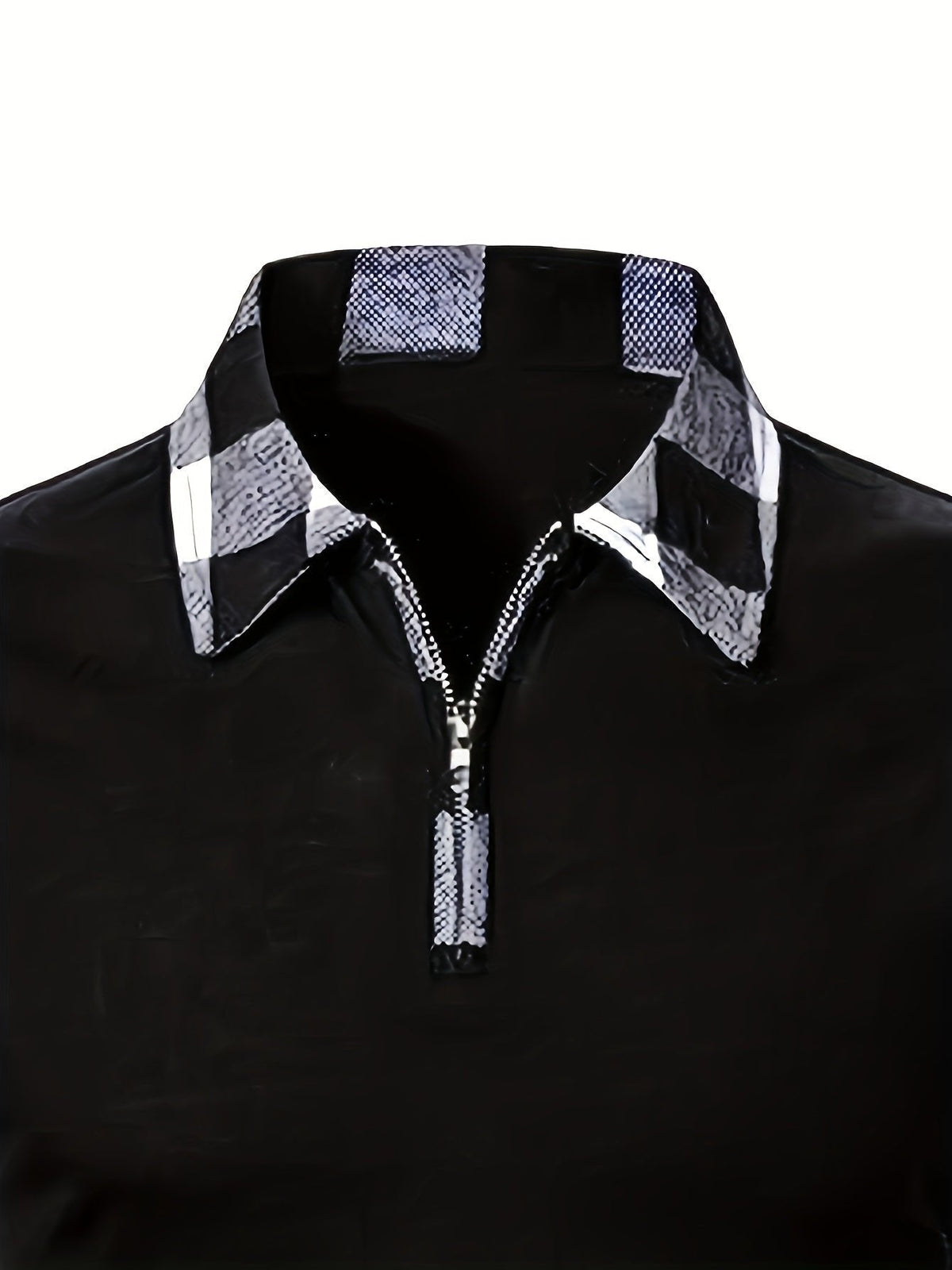 Chemise à carreaux demi-zippée pour homme | Manches contrastantes