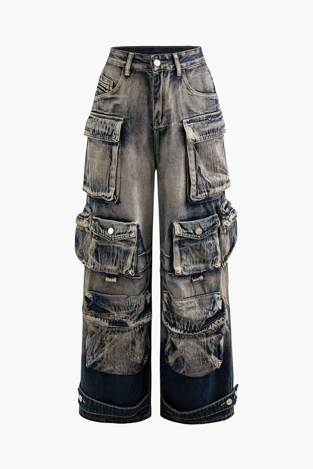 Wide-Leg Cargo Jeans with Multiple Pockets