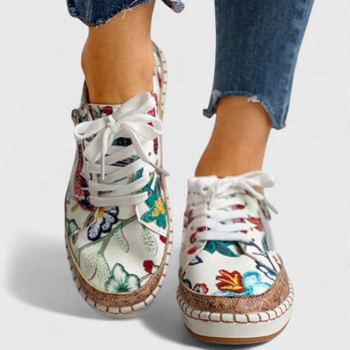 Embroidered Canvas Trainers with Platform Sole