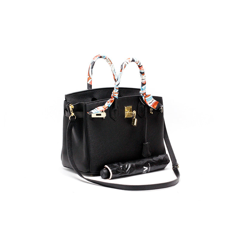 Top-Handle Tote Bag with Padlock Detail