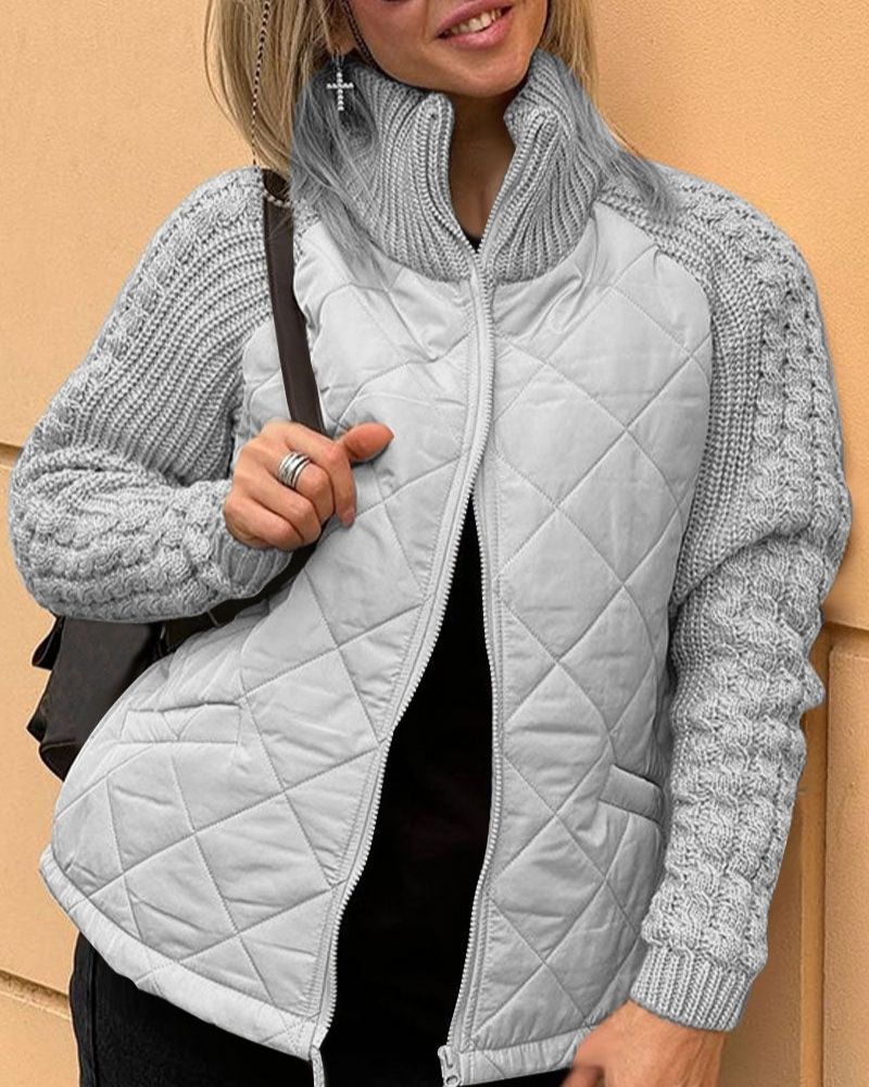 Women’s Quilted Knit Sleeve Zip Jacket