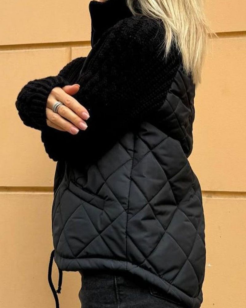 Veste matelassée pour femme à manches en maille et fermeture éclair