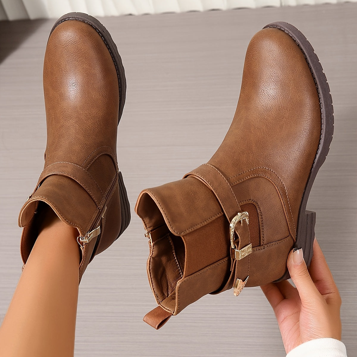 Women’s Western Buckle Ankle Boots