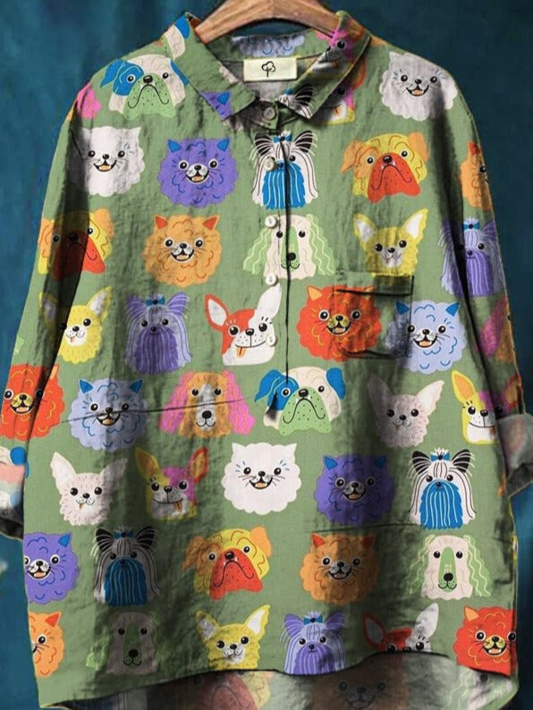 Women's Dog Print Shirt