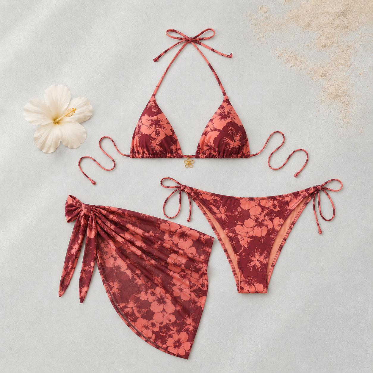 Bikini and Sarong Set for Beach and Poolwear