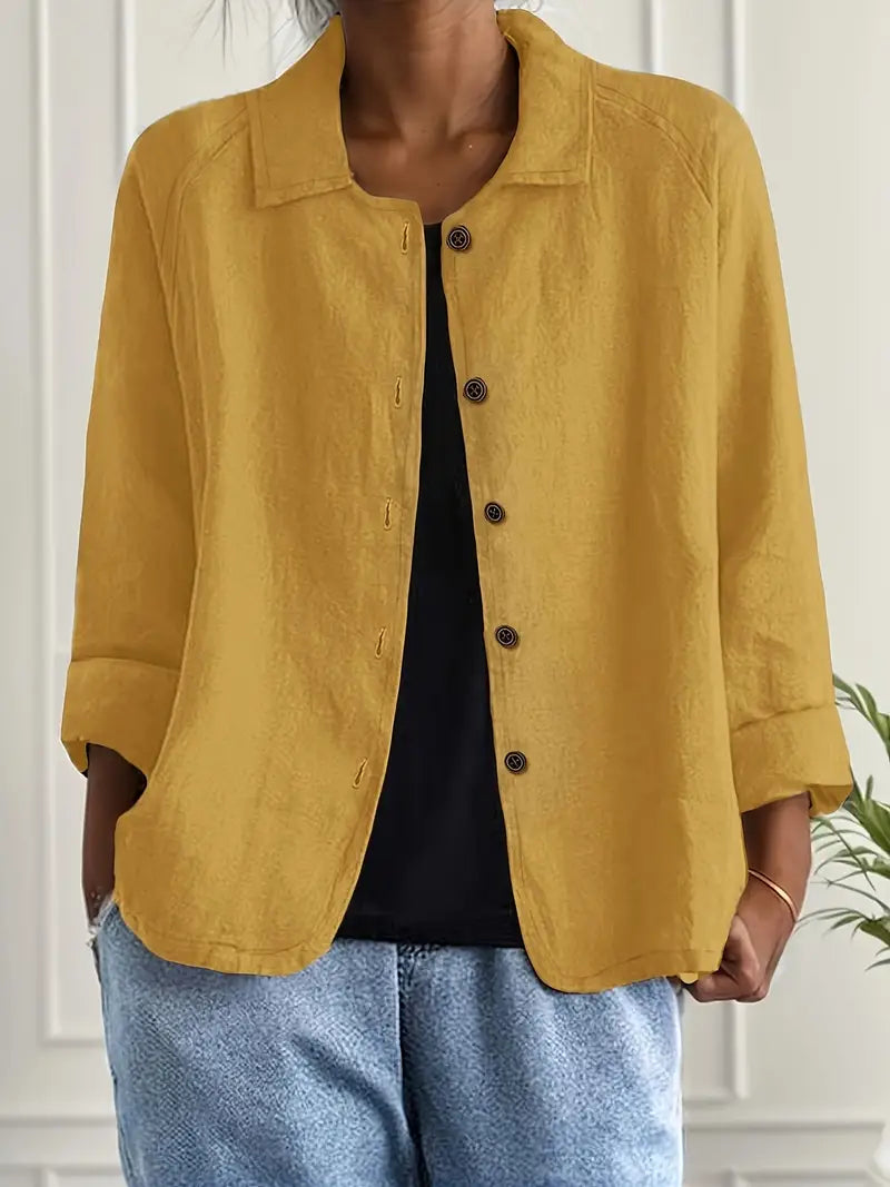 Veste décontractée pour femme à col et boutonnage sur le devant
