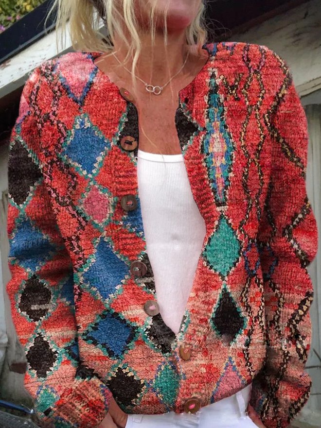 Women’s Floral Button-Front Knit Cardigan