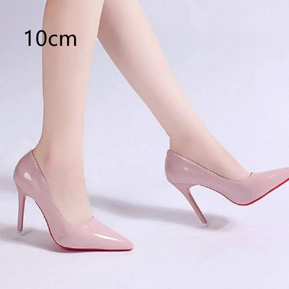 Patent Leather Stiletto Pumps with Pointed Toe