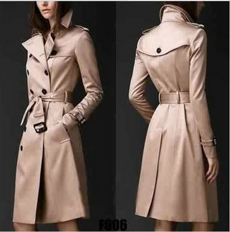 Women's Slim Fit Double-Breasted Trench Coat