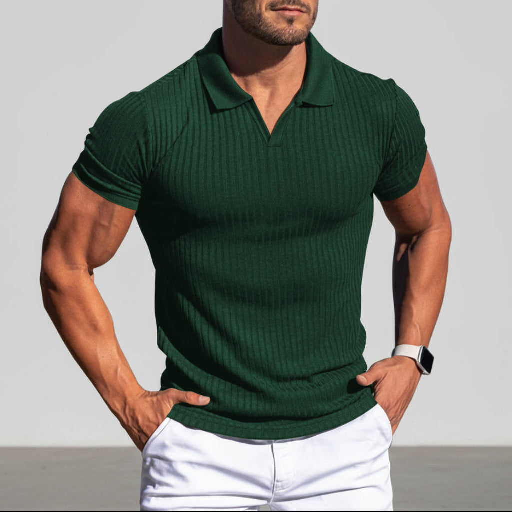 Polo texturé pour homme | Haut en maille ajusté à manches courtes