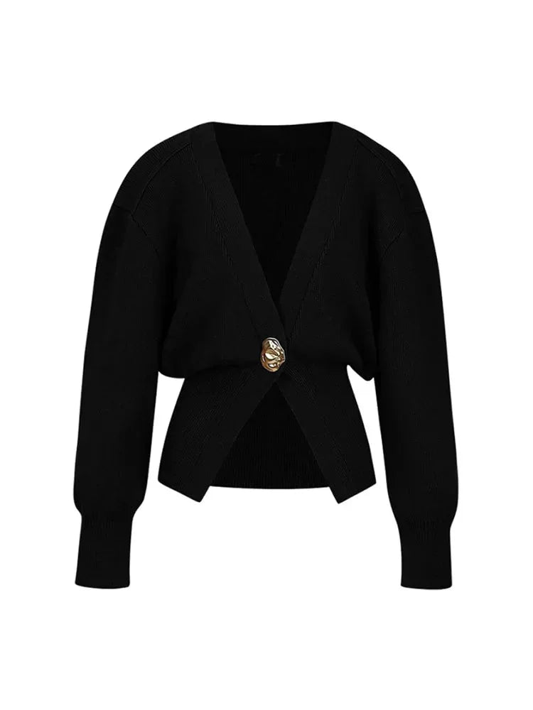 Women’s V-Neck Single Button Knit Cardigan