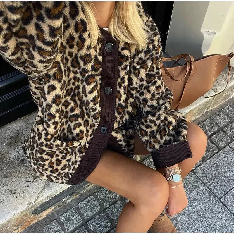 Women’s Leopard Print Button-Up Cardigan