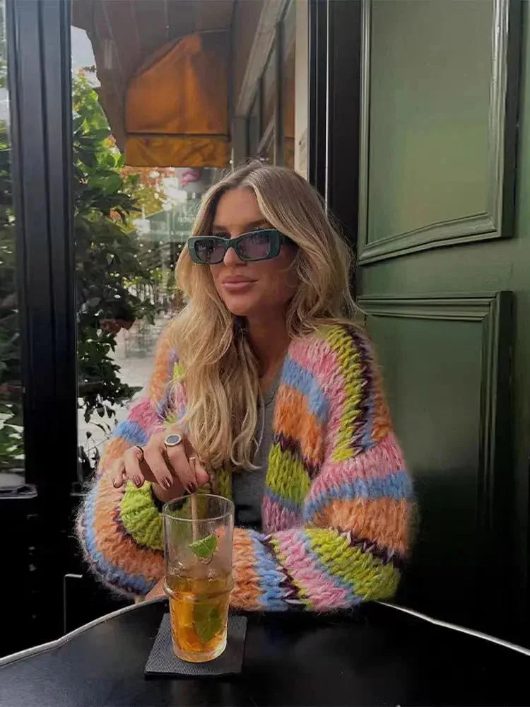 Women’s Multicolour Chunky Knit Cardigan