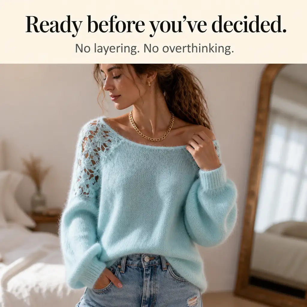 Women's Knitted Jumper with Lace Detail
