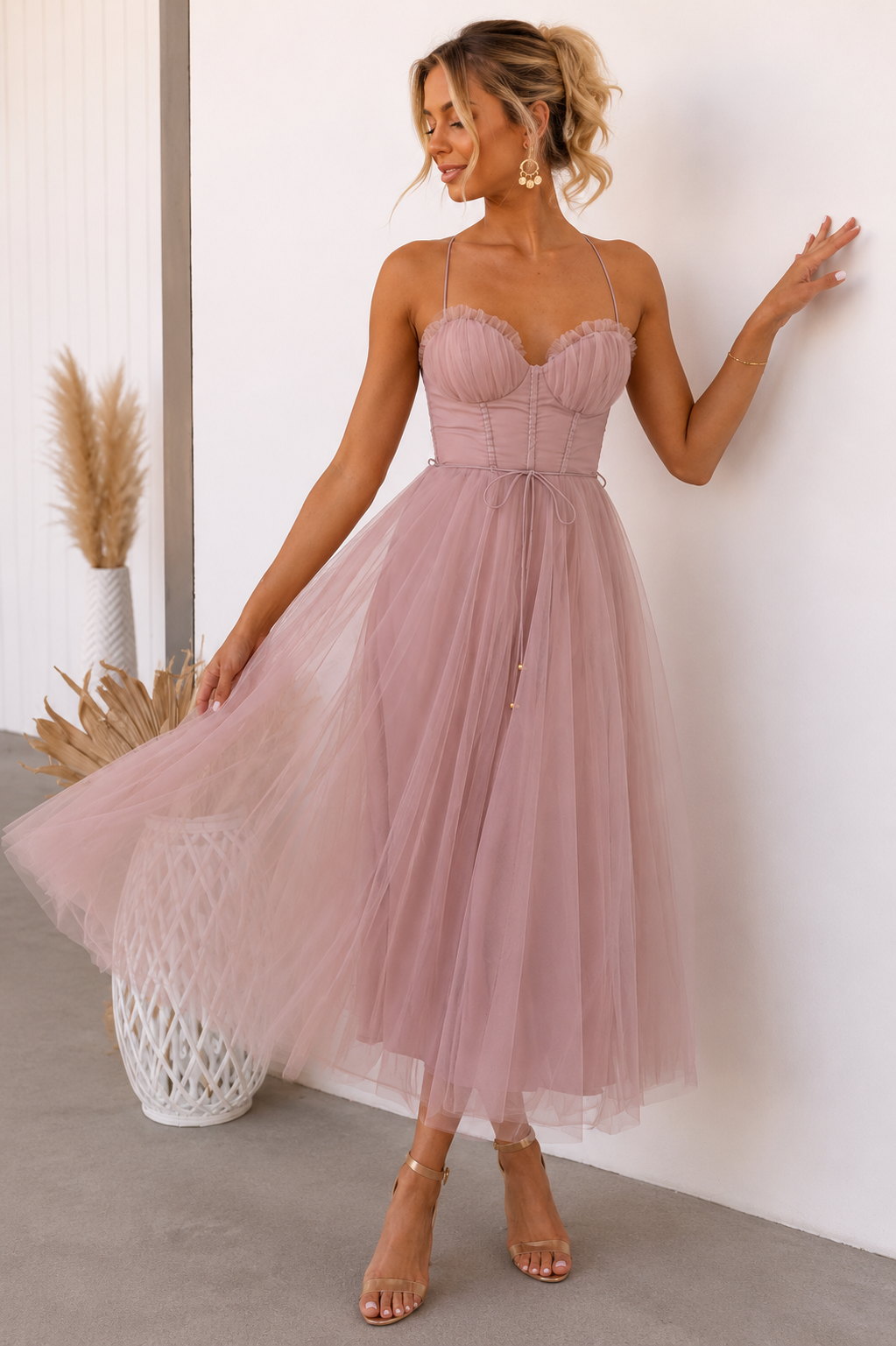 Women's Tulle Midi Occasion Dress