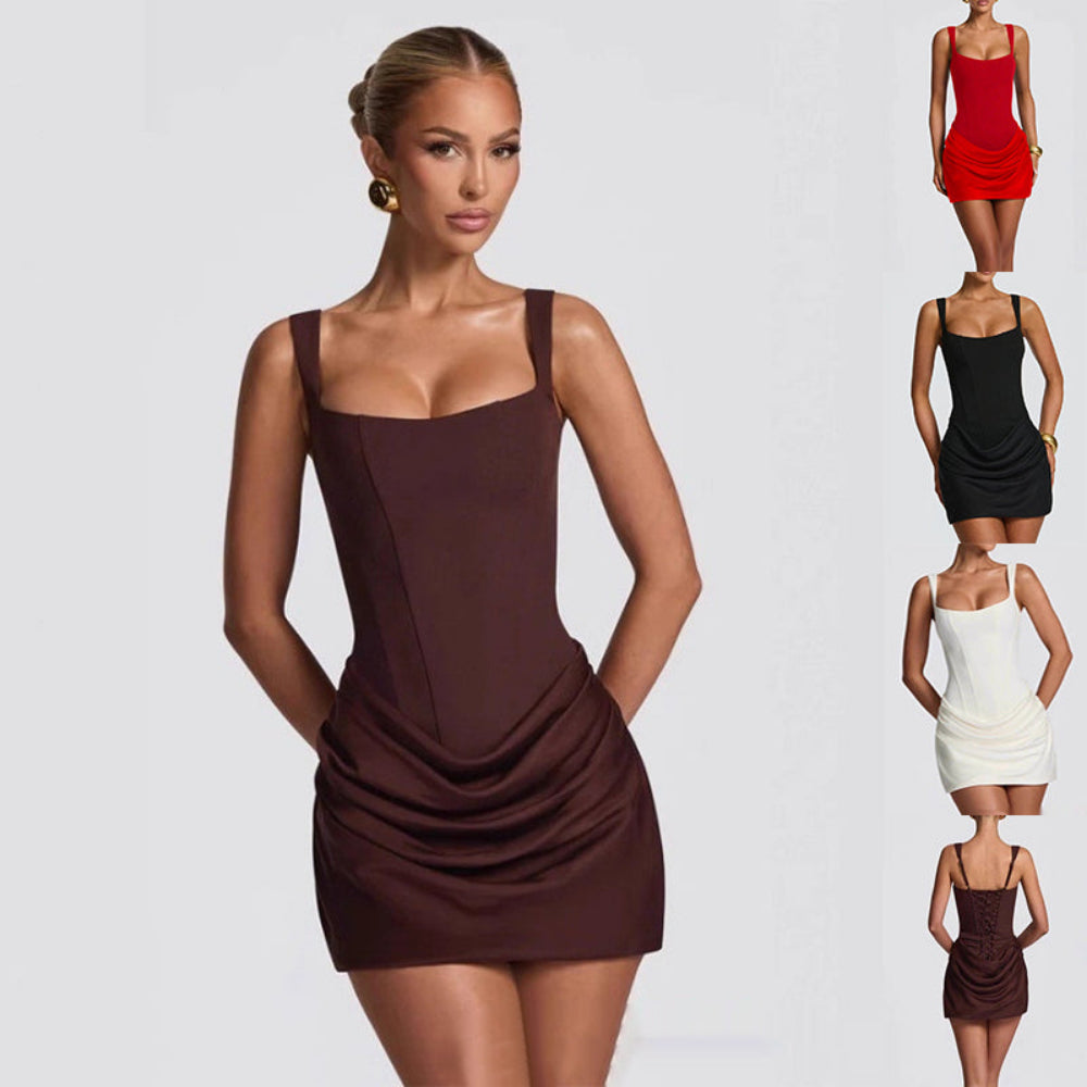 Robe mini corset froncée pour femme