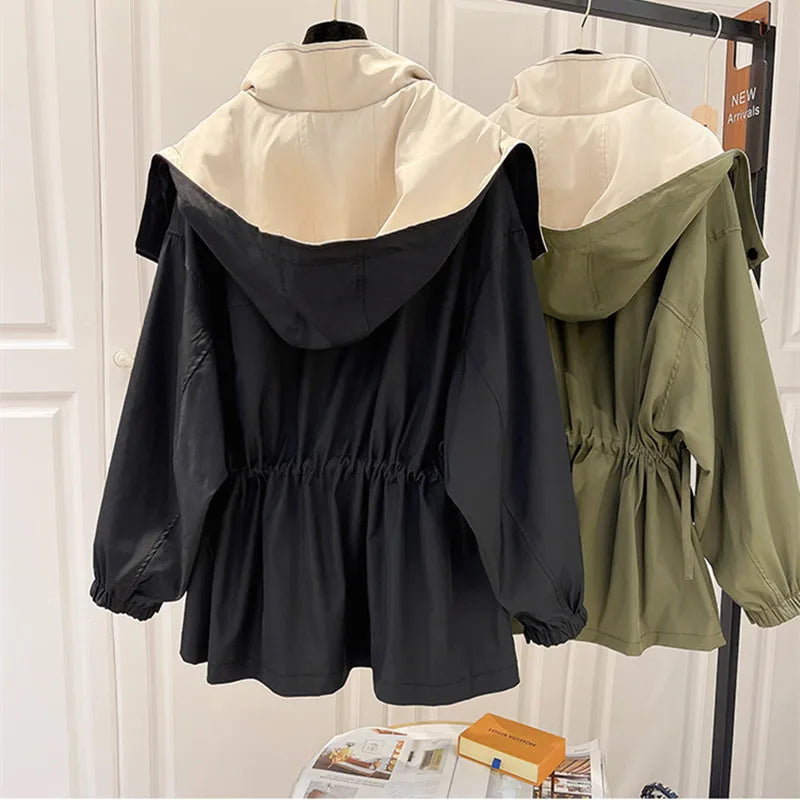 Trench-coat à capuche pour femme | Taille ajustable avec ceinture
