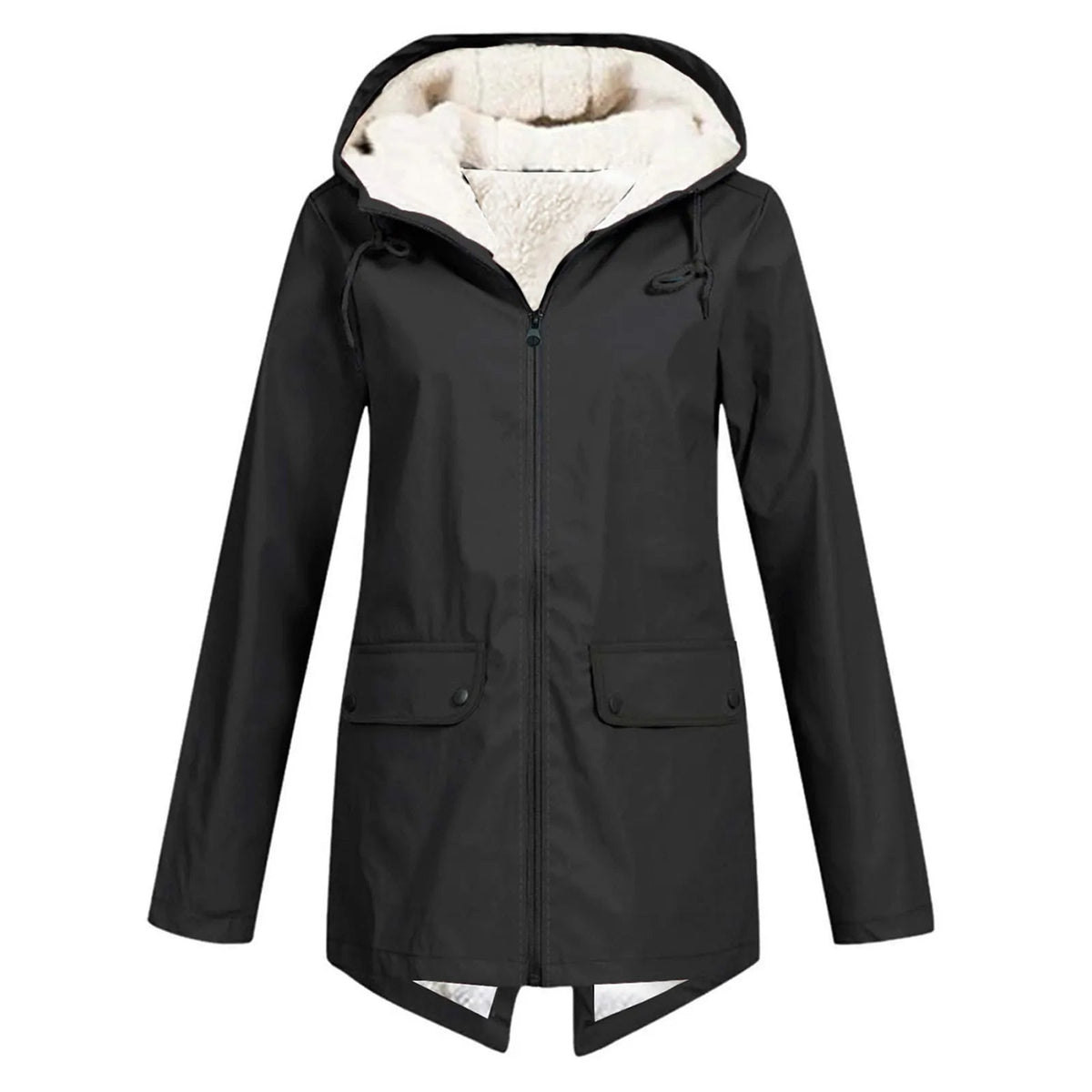 Anorak imperméable à capuche pour femme | Manteau doublé en polaire