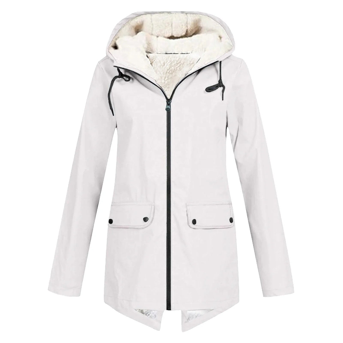 Anorak imperméable à capuche pour femme | Manteau doublé en polaire