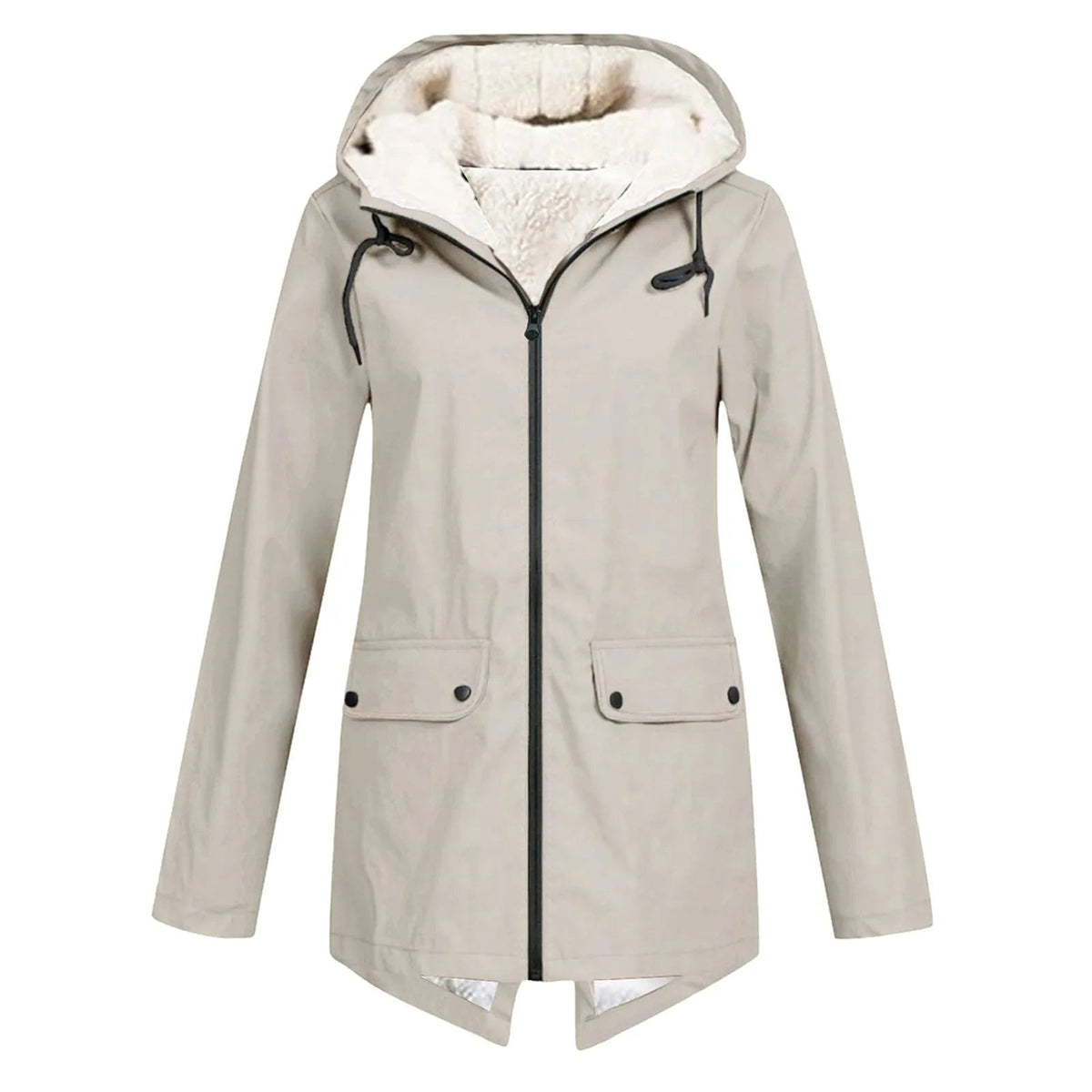 Anorak imperméable à capuche pour femme | Manteau doublé en polaire