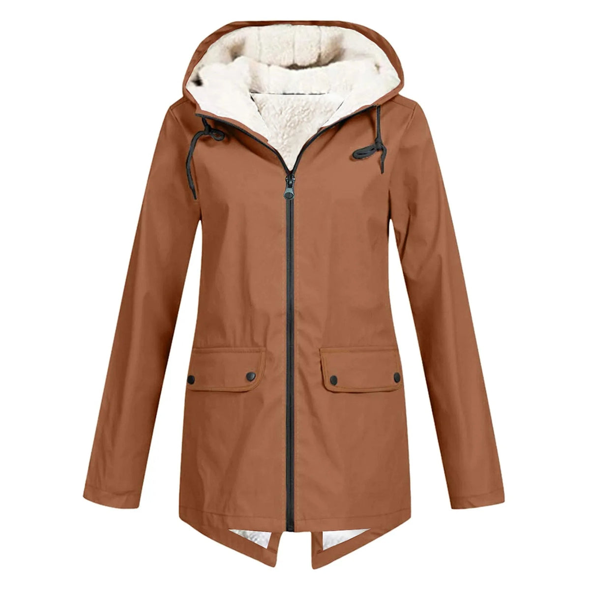 Anorak imperméable à capuche pour femme | Manteau doublé en polaire