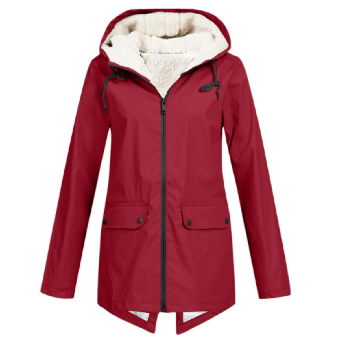 Anorak imperméable à capuche pour femme | Manteau doublé en polaire