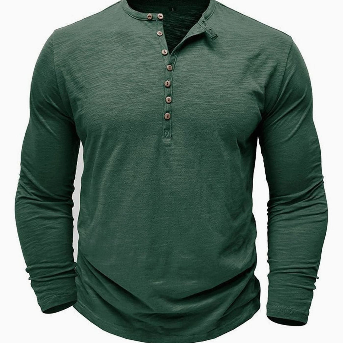 T-shirt Henley à manches longues pour homme avec patte de boutonnage