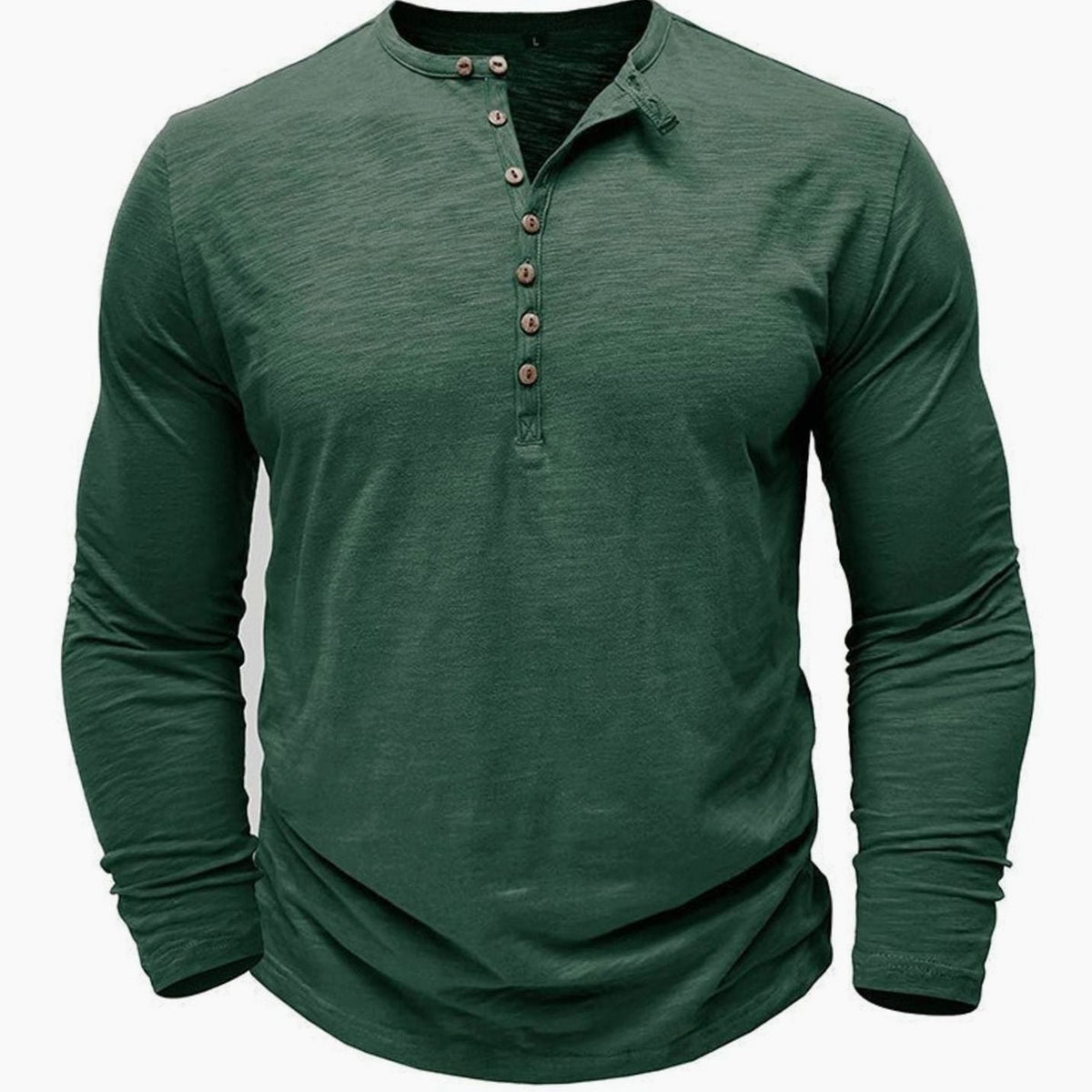 T-shirt Henley à manches longues pour homme avec patte de boutonnage
